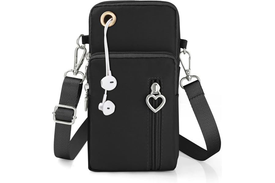 Aucuu Women Crossbody Phone Bag, Nylon Mini Crossbody Shoulder Bag with Detachable Adjustable Straps, Cellphone Purse Armband with Headphone Port for cellphones under 7 inches
