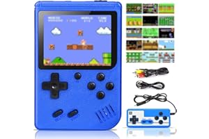 PZNETUE Console De Jeux Portable, Console De Jeu Retro avec 400 Jeux Classiques, 2 Joueurs Meuble TV Consoles de Jeu Portables, Jeux Cadeau pour Enfants Garçons et Adulte (Bleu)