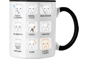 Trendation - Zahnmedizinische Fachangestellte Tasse Geschenk Lustig Zahnarzt Damen Geschenkidee Zahnarzthelferin LOVE Zahnarzt Zahnärztin (Schwarz)