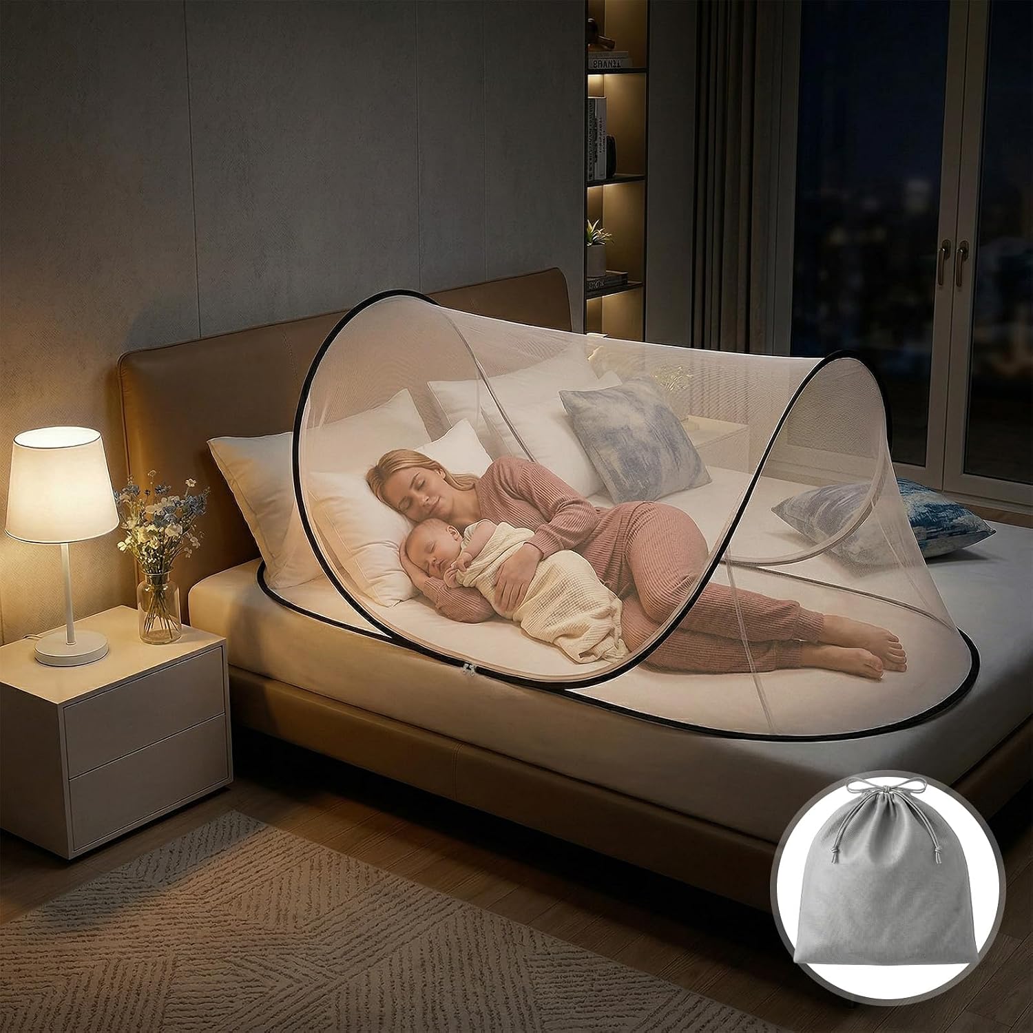 Sekey Mosquitera de Viaje Pop-up Red Plegable contra Insectos 200 X 80 X 56 cm, Tienda de Campaña Ultraligera y Portátil con Montaje Rápido y Sencillo, Mosquitera para Cama Individual Acampadas