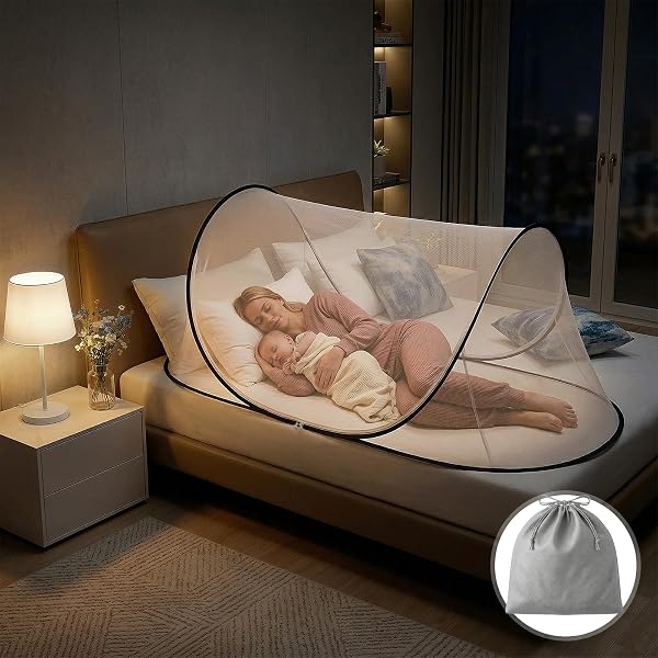 Sekey Mosquitera de Viaje Pop-up Red Plegable contra Insectos 200 X 80 X 56 cm, Tienda de Campaña Ultraligera y Portátil con Montaje Rápido y Sencillo, Mosquitera para Cama Individual Acampadas - 1