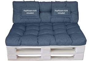 LILENO HOME Juego de cojines para palés de palé (1 x asiento + 1 x respaldo), cojines para palés europeos, cojines para exteriores como cojín para muebles exterior terraza