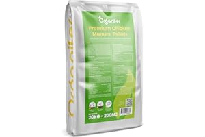 Engrais Fumier De Poule En Granulés - 20 Kg - 200 M2 - Npk 4-3-3 - Tamis Pellets Granulés - Fertilisants Organique Potager, Jardin, Fleurs - À Partir De Fumier De Poulet 100% Pur - Organifer
