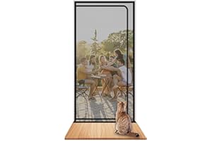 RACKBONE SHRRL Porte grillagée/barrière pour chat et chien, épaisse, pour porte de balcon - 80 cm x 200 cm - Pour salon, chambre, cuisine, terrasse, anti-griffures, avec fermeture éclair