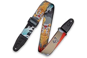 Levy's Correa de Guitarra de poliéster de 5 cm de Ancho con diseño de Gato cibernético Unisex Adulto