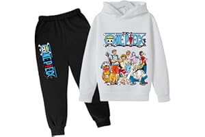 CHAORWE 2022 Anime One Piece Enfants Survêtements Ensemble Luffy Sweat À Capuche Top Casual Pull À Capuche et Joggers Pantalons pour Garçons Filles