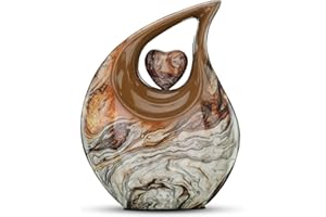 KEEPSAKE COMPANY 25,4 cm große Urne in Tropfenform mit passendem Herz – große Urne für Einäscherung – einzigartige Urne – Asche für Männer, Frauen und große Haustiere, individuell, Mehrfarbig