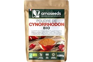 AMOSEEDS Poudre de Cynorrhodon Bio 250G | Articulations, Mobilité, Antioxydant, Vitamine C, Vitalité | Qualité Supérieure