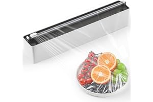 Quasziwa Derouleur Film Alimentaire avec Coupeur - Magnétique et Murale sans Percer, Distributeur Papier Aluminium et Film - Organisateur de Cuisine Gain de Place - INCL. Rouleau 50m, Noir