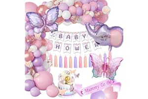 VICTERR Baby Shower Décorations pour fille, violet papillon de baptême en or pour bébé, fille, unisexe, neutre