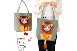 Uvolo Katzentasche, Umhängetasche für Haustiere, Tragbare Niedliche Haustier Segeltuch für Haustiere, Süße Haustiertasche aus Segeltuch in Löwenform, Tragekraft bis 5kg für Kleine Hunde Katzen Draußen