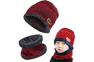 Gxlaihly Wintermütze für Kinder,Kinder Winter Warm Beanie Mütze und Loop Schal Schlauchschal Set,Kinder Wintermütze Beanie Hut,Wintermütze und Schal-Set für Jungen Mädchen von 6-15 Jahren