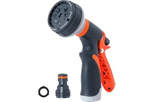 MONBESSI Gartenspritze 8-Funktionen Handbrause Gartenbrause mit Impulsauslöser und Dauerarretierung, für Garten Gießen, Autos Waschen, Haustiere Baden, Hausreinigung, Bauarbeiten, 1 Packung