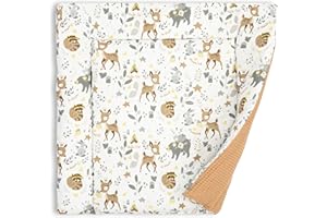 Wickelauflage Wickelunterlage aus Baumwolle 75x72 cm - Weich und waschbar Wickelunterlage für Babys Wickelmatte aus Stoff für Wickeltisch Wickelkommode oder Waschmaschine 75 x 72 Oeko-Tex Braun Hirsch