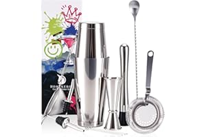 HOMEKEROS Cocktail Set 12-teilig, Cocktail Shaker Set aus Edelstahl, 550ml&850ml Boston Shaker Set mit Bar Zubehör, Profi Bartender Set für Barkeeper | Cocktail Geschenkbox