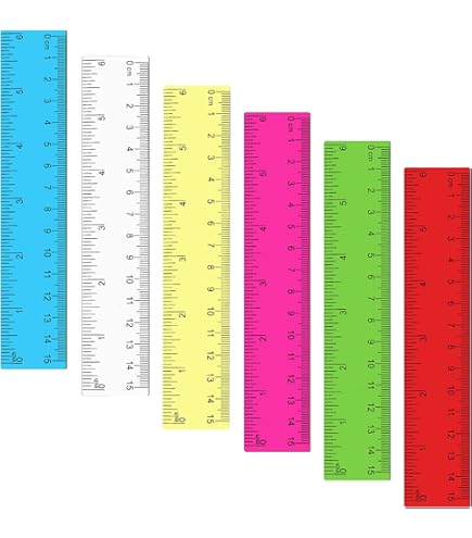6 Stuks Flexibele Linialen 15 Cm - Gekleurde Kunststof Liniaal Met Metrisch En Inch Schaal