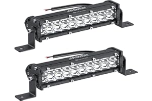 AUTOUTLET 2 Pezzi 60W 18 CM 4800LM Barra LED Fuoristrada,Impermeabile IP67,Spot Faretto,Faretti LED per Auto,Trattore,Camion,Barca,12 V/24 V