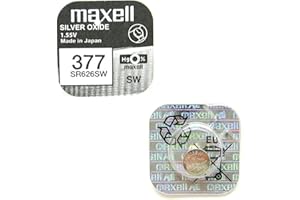 2 x maxell 377 SR626SW Silberoxid-Uhrenbatterien (0% Quecksilber Batterien [2 Stück]