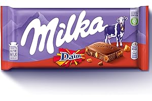 Milka with Daim Chocolate Bar, Alpine Milk Chocolate with Crunchy Daim Pieces, 100g