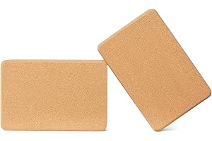 Amazon Basics Natural Cork Yoga Block, 23 x 15 x 8 cm, Set of 2