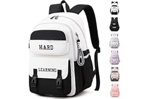 Waniki Schulrucksack Mädchen Junge Schulranzen Teenager Wasserdicht Rucksack Damen Nylon Schultasche Kinderrucksack Travel backpack Laptop Tasche Schule,Reisen, Sport, Girls, Boys（Schwarz und weiß）