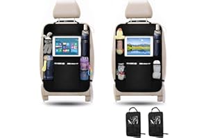 Zocipro 2 Pcs Car Seat Organiser for Kids, Waterproof Back car seat organiser Protector with Tablet Compartment & 5 Pockets to Storage Toys, Books, Drinks, Black