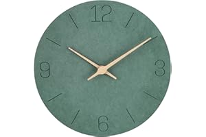 WARMINN Wall Clock Outdoor Clocks Garden Large Display Silent Wall Clocks Non Ticking Big Kids Vintage Wooden Green Frameless Digital Clock for Bedrooms Living Room Modern Bathroom Kitchen Office Shower