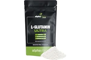 ‎ALPHAVITALIS L-Glutamin Pulver 500g vegan - ideal dosiert und geschmacksneutral - 99,9% reine Aminosäure aus Fermenation - glutenfrei & laktosefrei - Premium-Qualität mit Vitamin B12