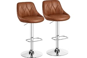 Yaheetech Set med 2 barstolar, justerbar sitthöjd 61,5 cm – 83 cm stoppad pall med vridbar sits, pall med fotstöd för kök/bar