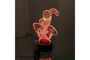 Tipmant 3D Led Light Notte a 7 Colori Illusion Lighting Lampada da Tavolo Decorazioni per la Casa Regali per la Camera dei Bambini (Spider Man)