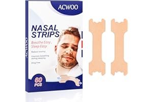 ACWOO Nasenpflaster Schnarchen, 60 Stück Nasenstrips Schnarchstopper, Anti Schnarch Pflaster, Snoring Nose Strips, Anti Schnarch Nasenpflaster für Sport und Schlaf, Besser Atmen Besser schlafen