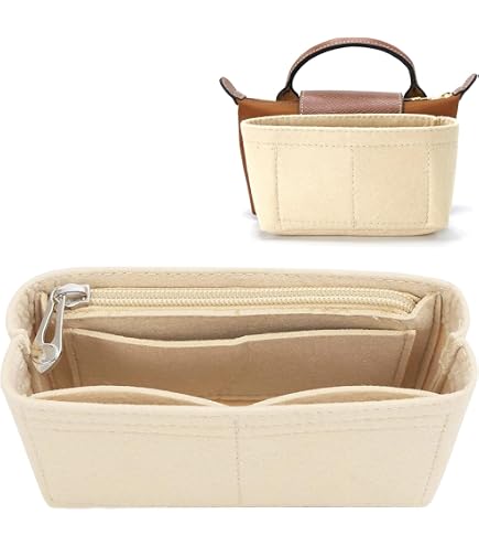 Lckaey - Organizer In Feltro Per Borsa Tote, Inserto Portaoggetti, Taglia S Beige, Con Tasche E Scomparti