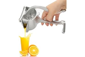 BULEVINA Spremiagrumi da bar, spremiagrumi portatile con filtro per semi, estrattore manuale manuale in lega di alluminio resistente, per agrumi singoli, arancia, melograni, mele, frutta, limone, lime (argento