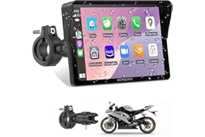 Wonsidary Carplay Moto 7 Pulgadas Pantalla TáCtil,InaláMbricos Carplay y Android Auto, Navegador GPS Moto Conectar y Usar con IP67 Impermeable, Sensor De Luz,Bluetooth Trans, Siri/Google Assistant,EQ