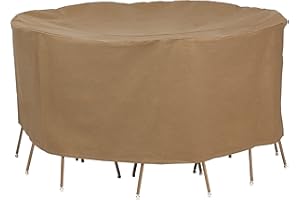Duck Covers ETR09090 Essential Okrągły stół tarasowy z pokrowcem na krzesła, 228 cm, latte