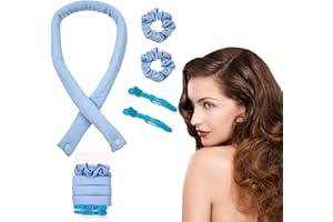XOPOZON Lockenwickler Locken Ohne Hitze, DIY Rutschfester Hitzefreier Heatless Curls Band mit Haarnadel, New Seidenhaar Lockenwickler, Wellenförmiges Hitzefreies Lockenband das Lhr Haar Nicht Verletzt (Blau)