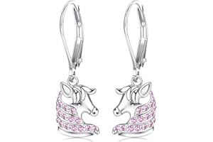 ORAZIO Glücklich Pferd Ohrringe Creolen Sterling Silber 925 für Frauen Mädchen, Baumeln Niedliche Pferde-Ohrringe Hängend für Pferdeliebhaber, Hypoallergen Silber Schmuck Geburtstag Geschenk