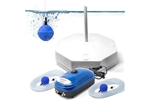 VIALIA Eisfreihalter Gartenteich Komplettset MK-9502, Styropor Eisfreihalter mit Lüftungsrohr, 2-Wege Belüftungspumpe und Zubehör, für einen eisfreien Teich im Winter