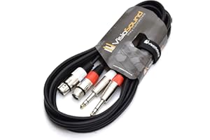 VisioSound 2 x Female XLR to 2 x 6.35mm 1/4" Stereo TRS Jack Balanced Twin Lead/Patch Cable 1.5m