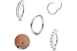 LOLIAS 3 Pz 14G Clicker Piercing Ombelico Cerchio per Donne Piercing Ombelico Acciaio Chirurgico Anallergico Piercing Ombelico Anello Curvo Inverso Gioielli Piercing