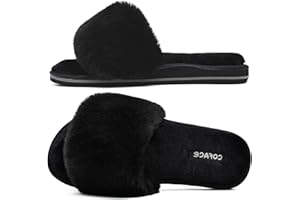 COFACE Pluszowe kapcie damskie, futrzane pantofle, Cozy Slides, damskie klapki na lato, zimę, buty kąpielowe, kapcie damskie
