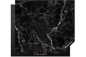 KitchenYeah© Copri Piano Cottura Induzione 60x52 cm Coprifornelli Fornello Proteggi Tutto per la Cucina Fornelli Nero - Bianco - Marmo