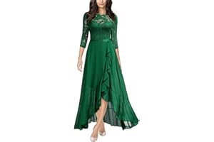 MIUSOL Women's Elegant Scoop Neck Floral Lace Formal Wedding Maxi Dress