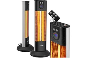 tectake® Chauffage Electrique Infrarouge Silencieux Chauffage exterieur terrasse réglable économique 500W, 1000W & 1500W Chauffages d'appoint pour Jardin, Balcon, Chambre, Salon, Table à langer
