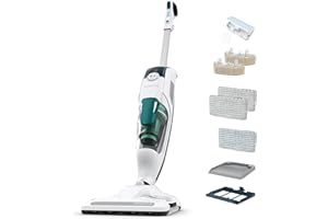 Rowenta Nettoyeur vapeur 2-en-1, Aspire et lave simultanément, Elimine 99,9 des bactéries, Pour tous les sols, Sans détergent, Diffuseur d’huiles essentielles, Clean et Steam Revolution RY7757WH