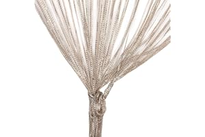 VIDILLO Zaslona na drzwi / panel scienny z fredzlami, do okien, domu, na taras, do sypialni, na wesele, do restauracji, idealna scianka dzialowa, dekoracyjne fredzle, kolor szampanski