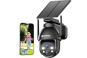YESYAMO 2K Überwachungskamera Aussen Akku, 355°/90° Pan Tilt WLAN Kamera mit Farbnachtsicht, solar Kamera Überwachung außen, PIR Bewegungsmelder, IP66, Cloud/SD Storage, 2-Wege-Audio, 2,4 GHz WLAN