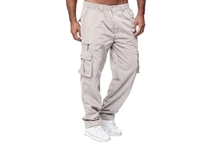 MJGkhiy Pantaloni Cargo Uomo Pantaloni da Lavoro con Tasche Laterali Pantalone Uomo Lunghi Casual Sport Pantalone Tasconato Multitasche Elastica Street Pantaloni Militari Cargo Pants Tattici