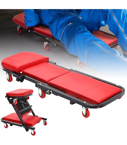 Carrello Meccanico Pieghevole Hilka - Imbottito Con 6 Ruote Per Lavoro Sotto Auto