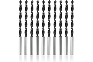 QAUM Foret à bois 4 mm Ensemble de 10 forets hélicoïdaux à bois professionnels tranchants, stables et incassables avec pointe de centrage, accessoires de foret à bois, perceuse pour bois tendre, bois dur